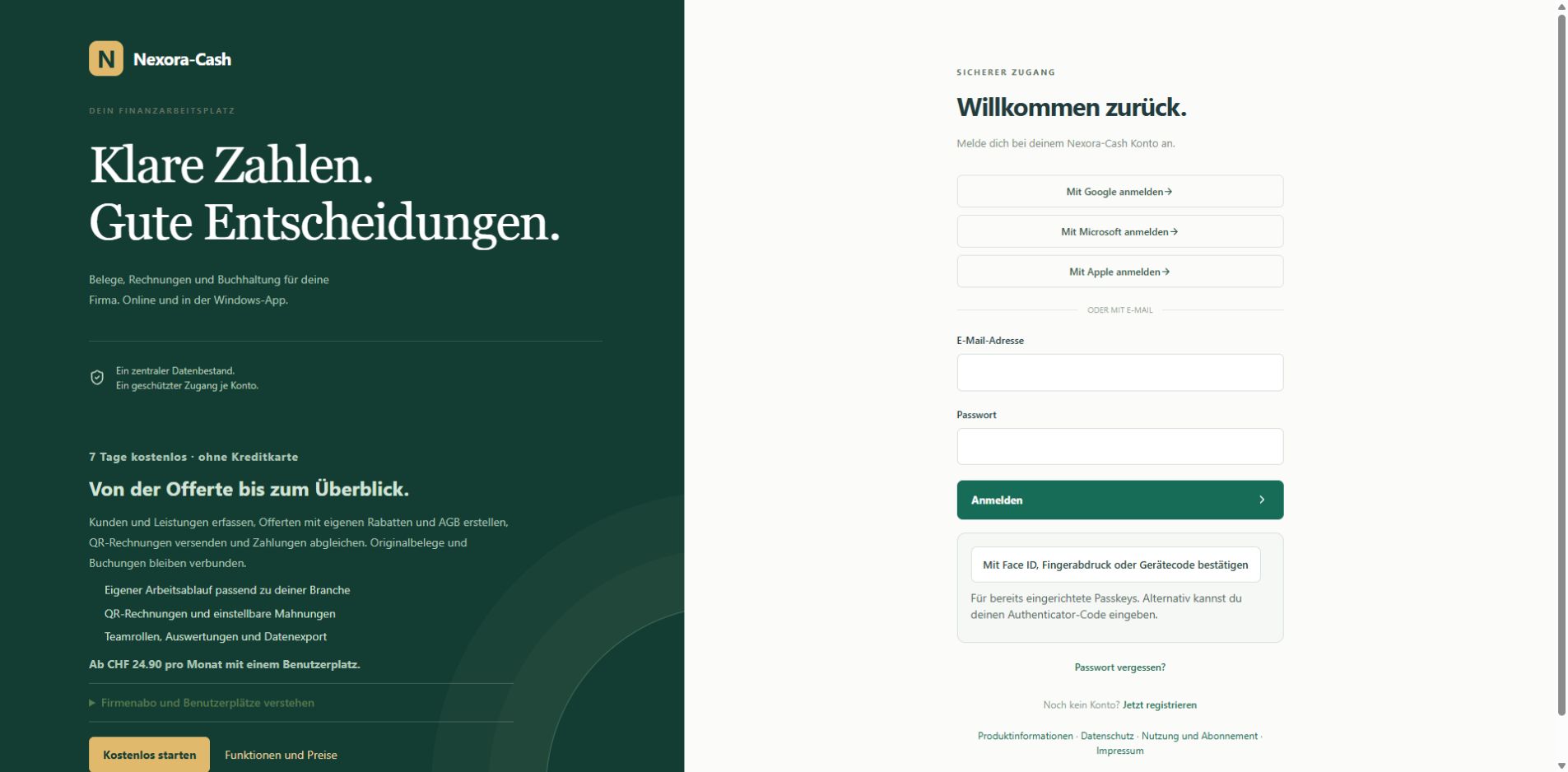 Projektansicht: Nexora Cash
